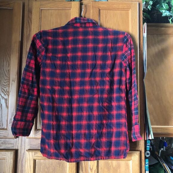 J Crew Collared Mixed Plaid Flannel Button Front Pajama Top - XS - Picture 8 of 11